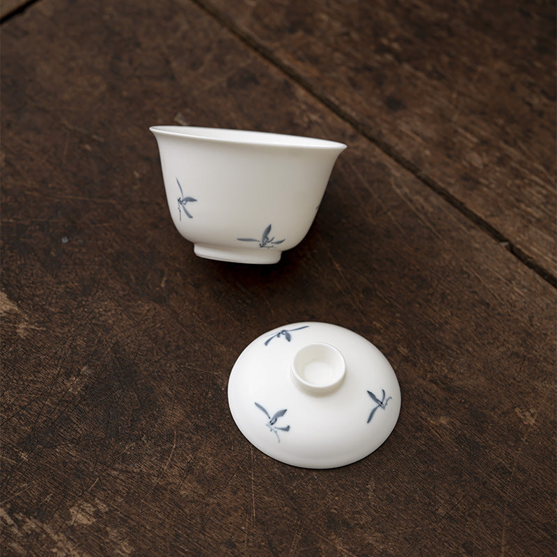 Muxue White | Hand-painted Autumn Water Orchid | Late Spring Gaiwan