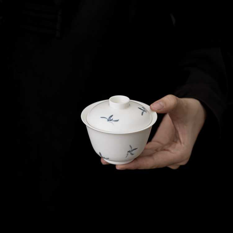 Muxue White | Hand-painted Autumn Water Orchid | Late Spring Gaiwan