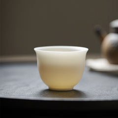 Sheep Fat Jade Porcelain | Plain Fired Heartwarming Tea Cup