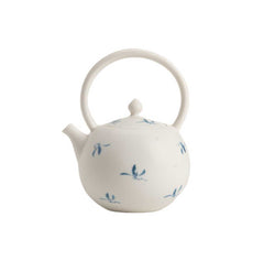 Muxue White | Hand-painted Autumn Water Orchid | Carrying Handle Teapot