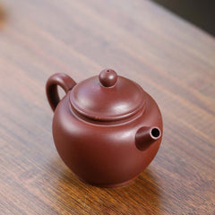 Tall round bead teapot | Original purple clay | Handmade