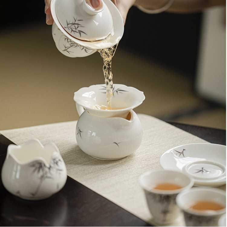 Rising Clouds Freedom | Hand-painted Ink Bamboo Home Tea Set | Gongfu Tea Set