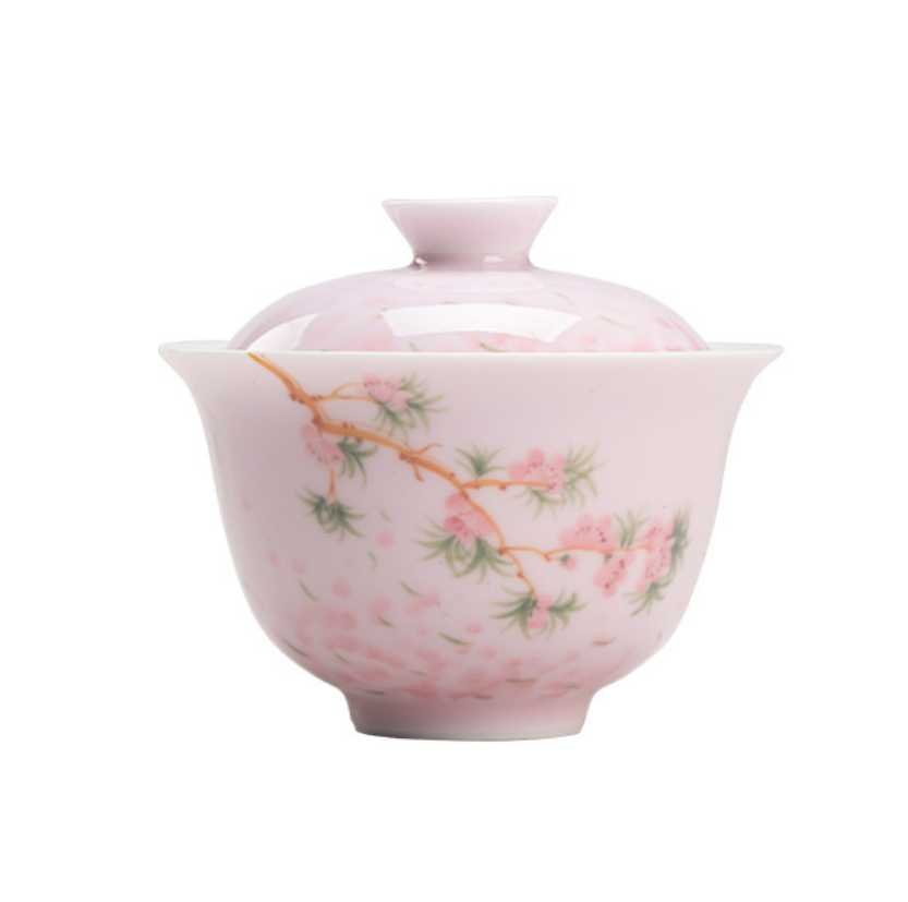 Apricot Pink | Hand-painted Cherry Blossom Spring Brew | Fuling Gaiwan - DH TEA