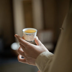 Jade clay | Hand-painted Blue and white bamboo design | Cherishing jade tea cup - DH TEA