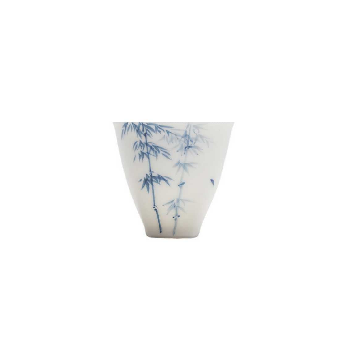 Jade Clay | Hand-painted Blue and White Bamboo Elegance | Square-lidded tea cup - DH TEA