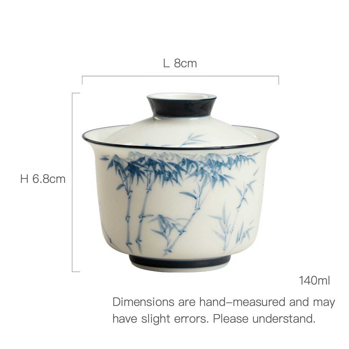 Jade Clay | Blue and white bamboo design | Cherishing jade Gaiwan - DH TEA