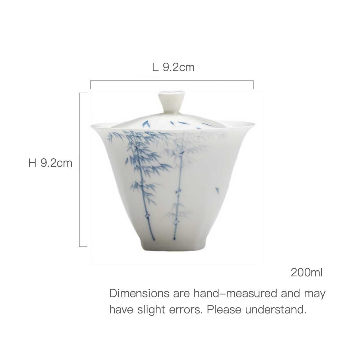 Jade Clay | Blue and White Bamboo Elegance | Square-lidded Gai Wan - DH TEA